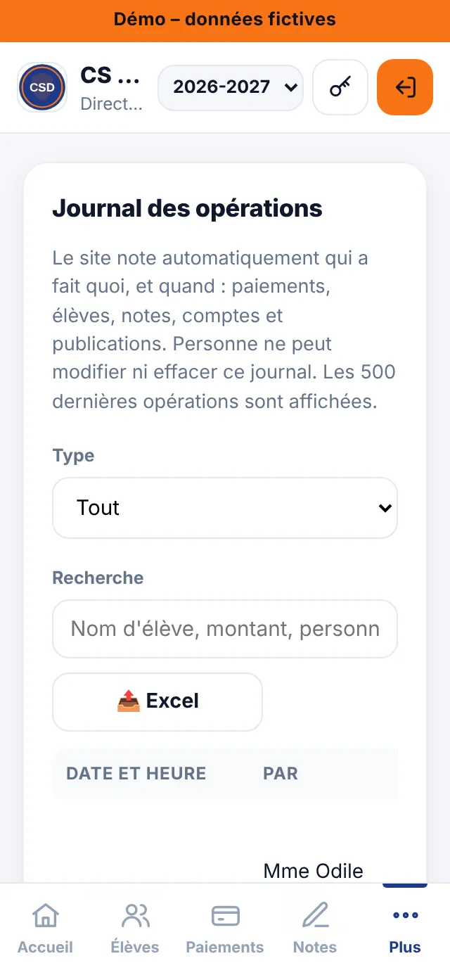 Journal : qui a fait quoi, et quand