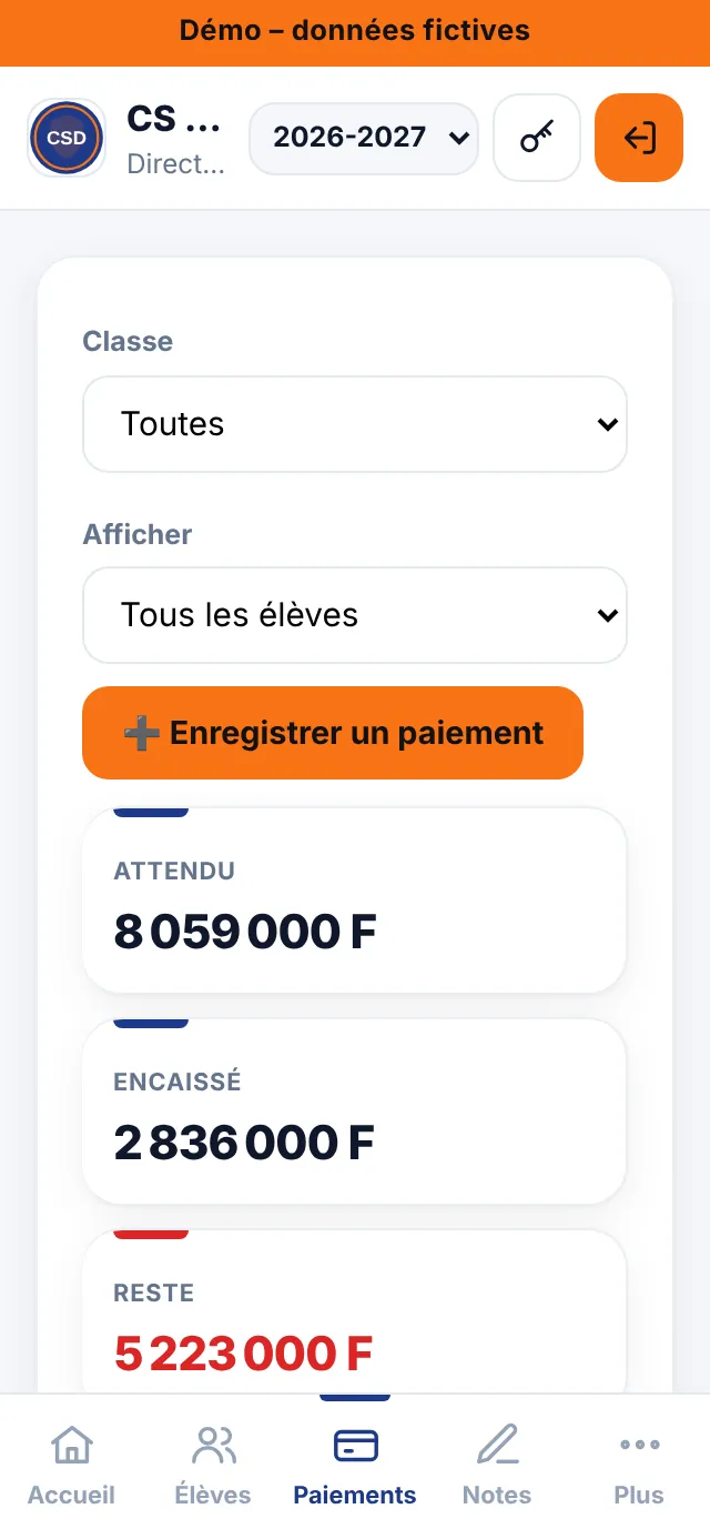 Paiements, retards et échéancier