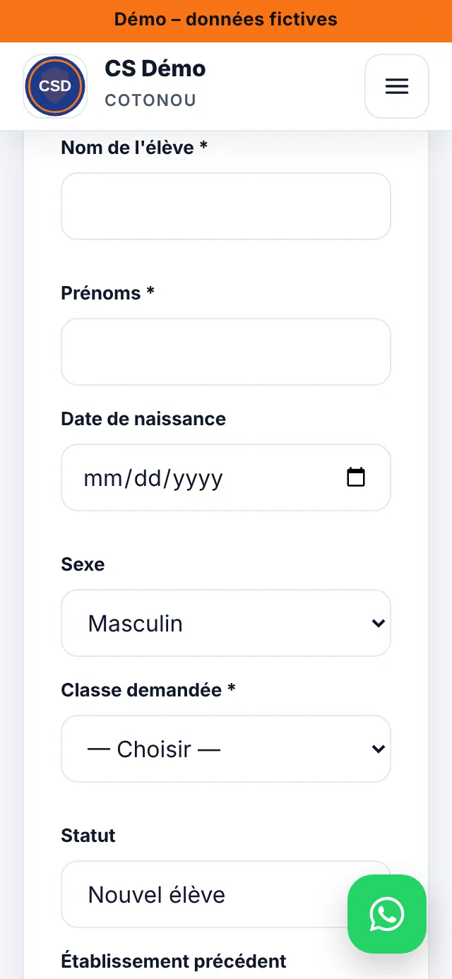 Préinscription en ligne des élèves